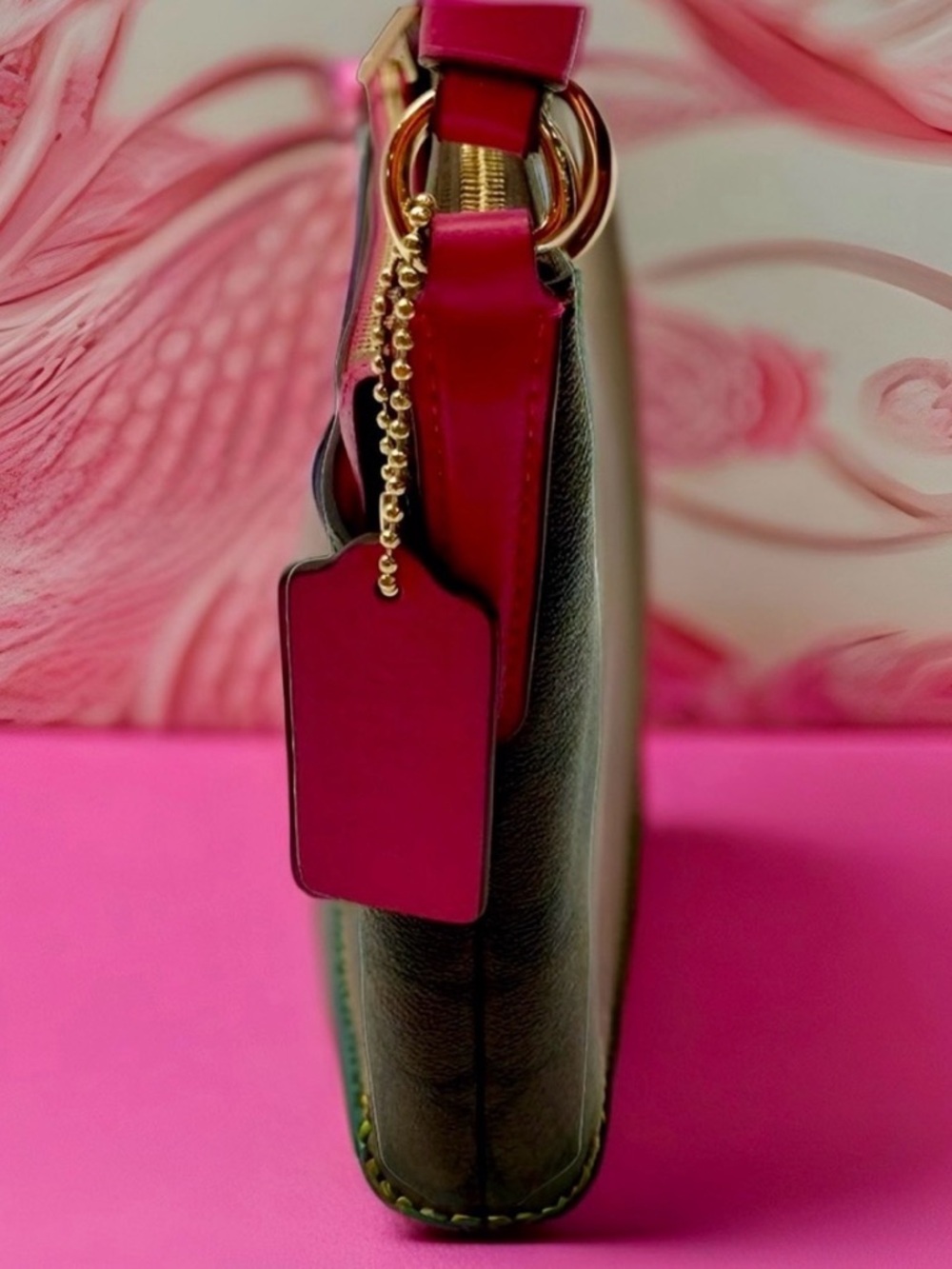 COACH East West Crossbody with Pop Up Pouch in Brown & Hot Pink *nwot - Picture 12 of 12